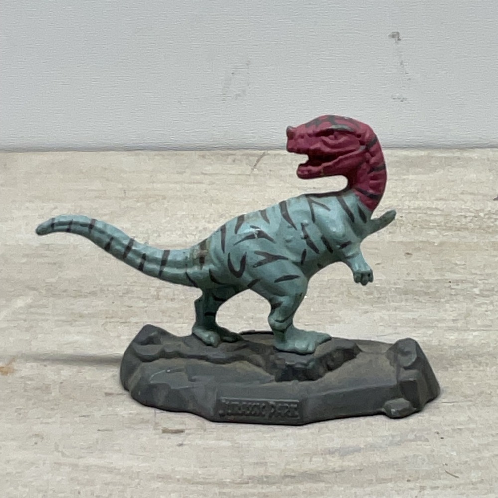 Vintage 1993 Jurassic Park Ceratosaurus Die-Cast Metal Figurine Kenner Teal Red